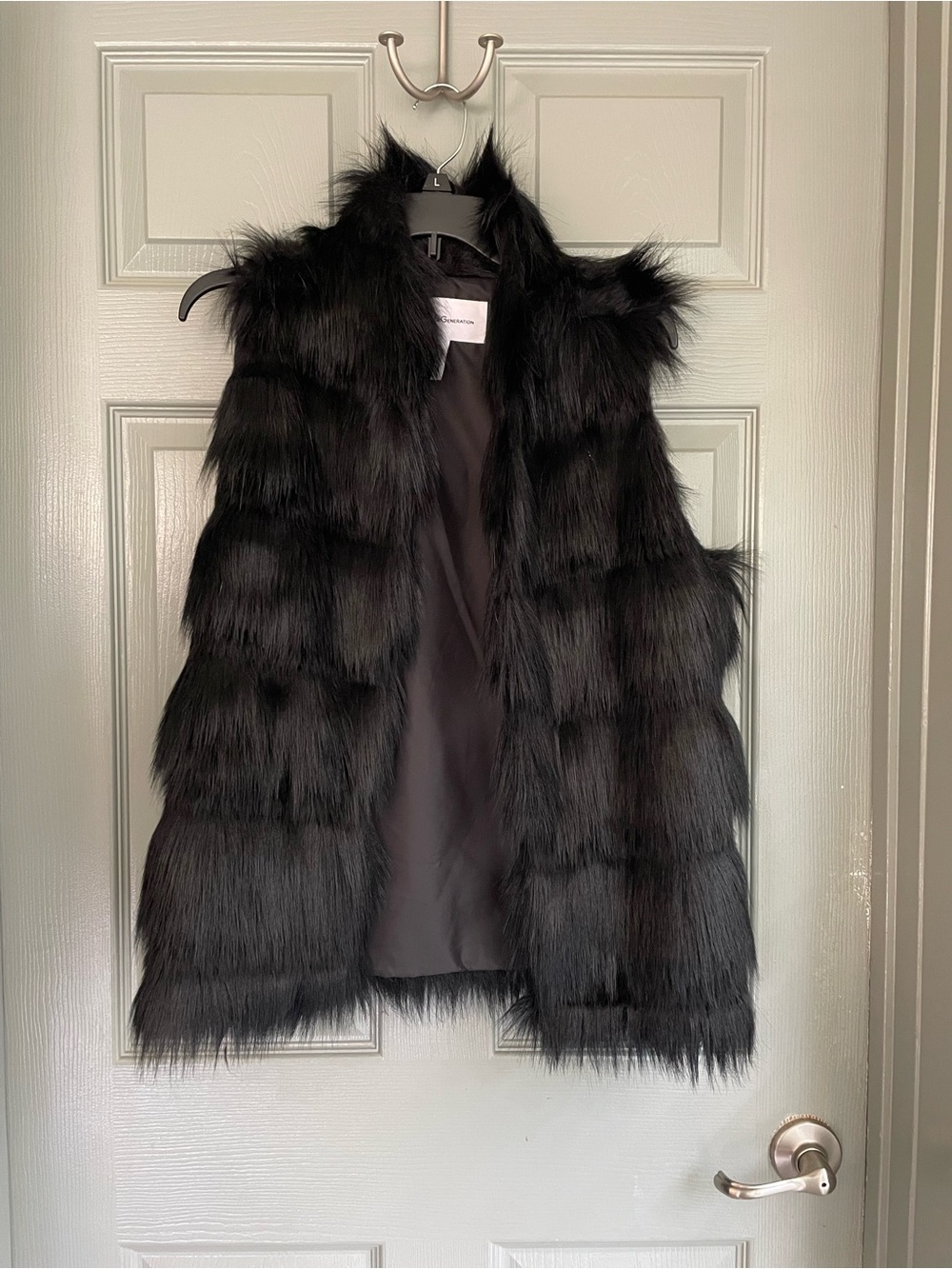 BCBGeneration Black Faux Fur Vest - Women Outerwear Size Small